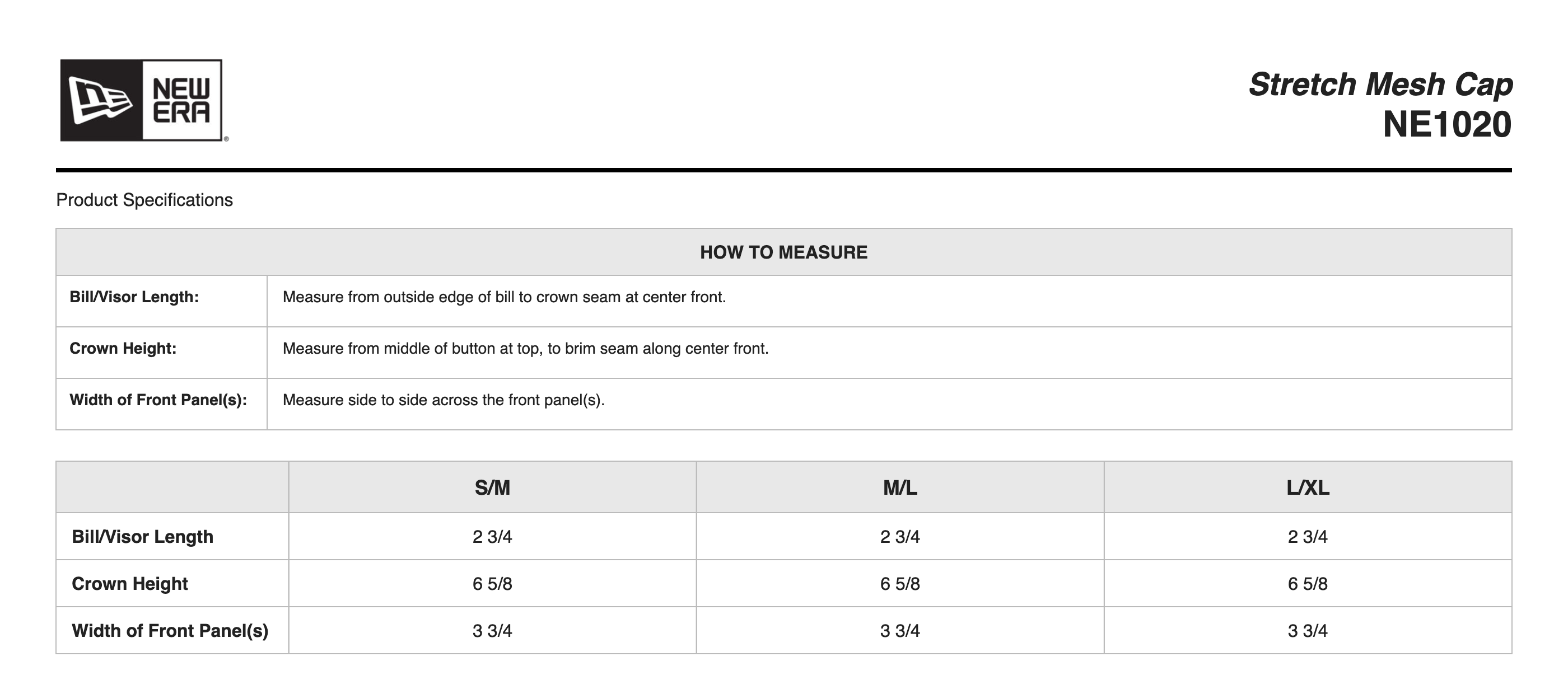 Sizing Chart
