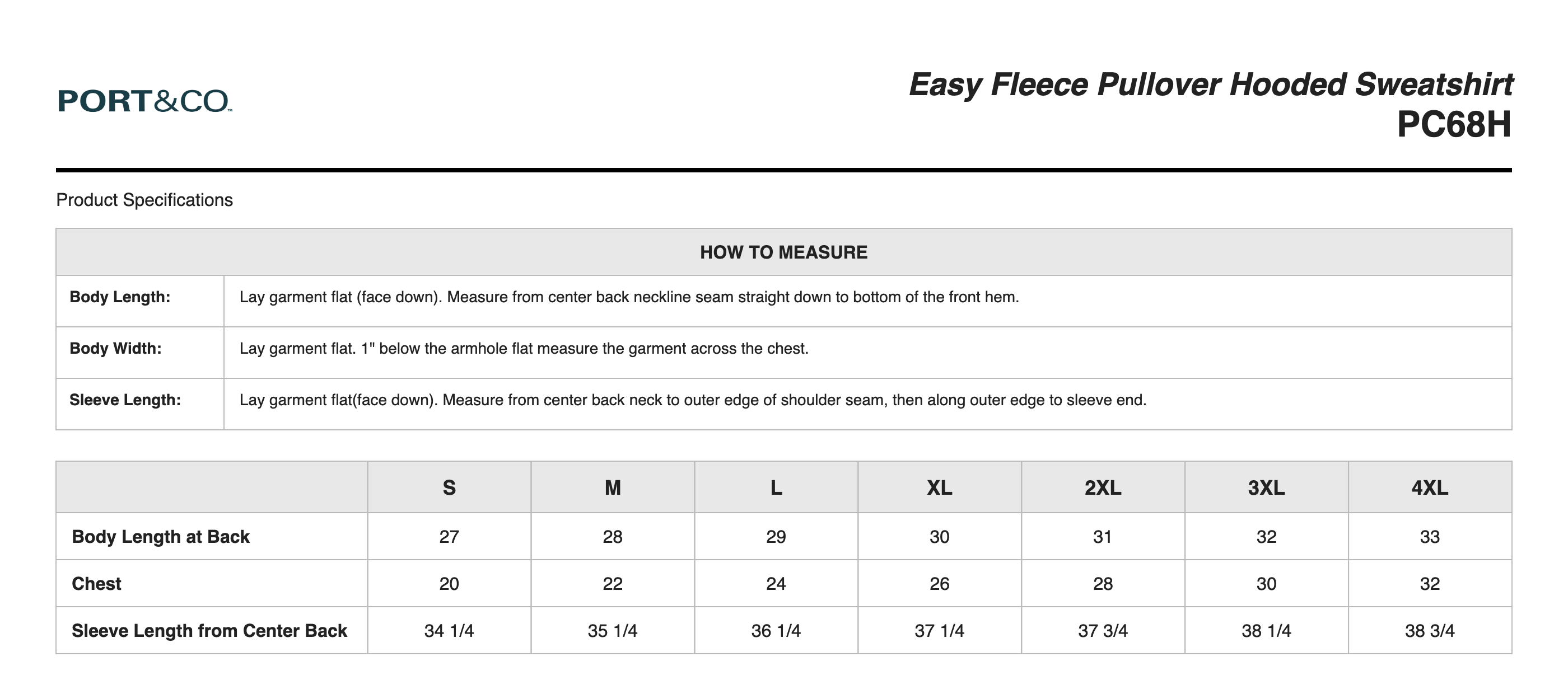 Sizing Chart