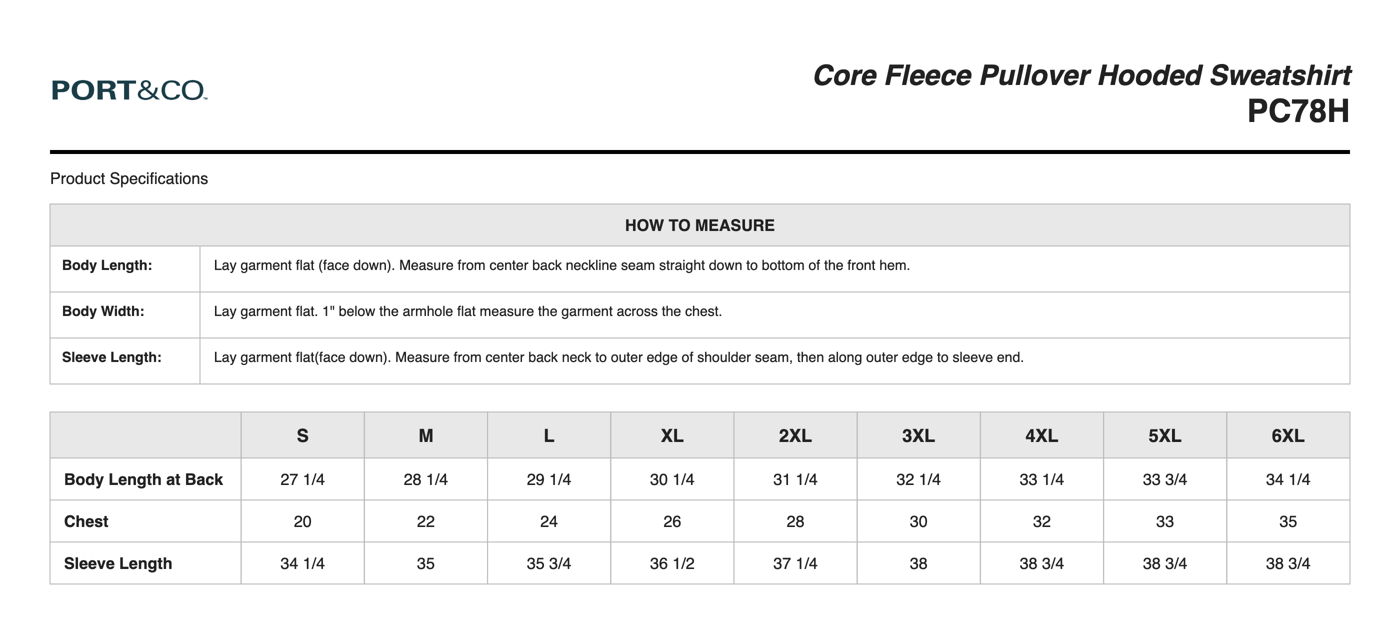 Sizing Chart