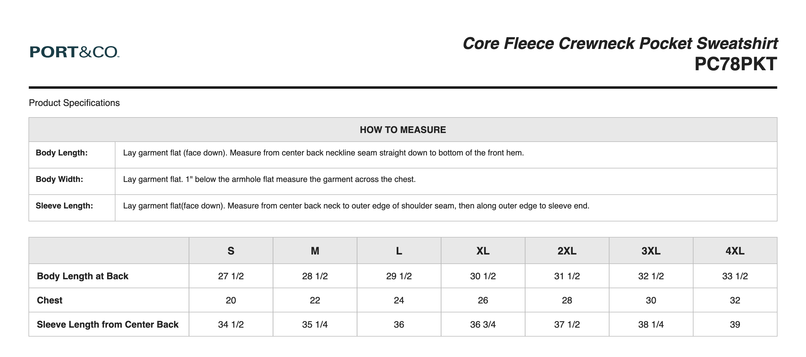 Sizing Chart