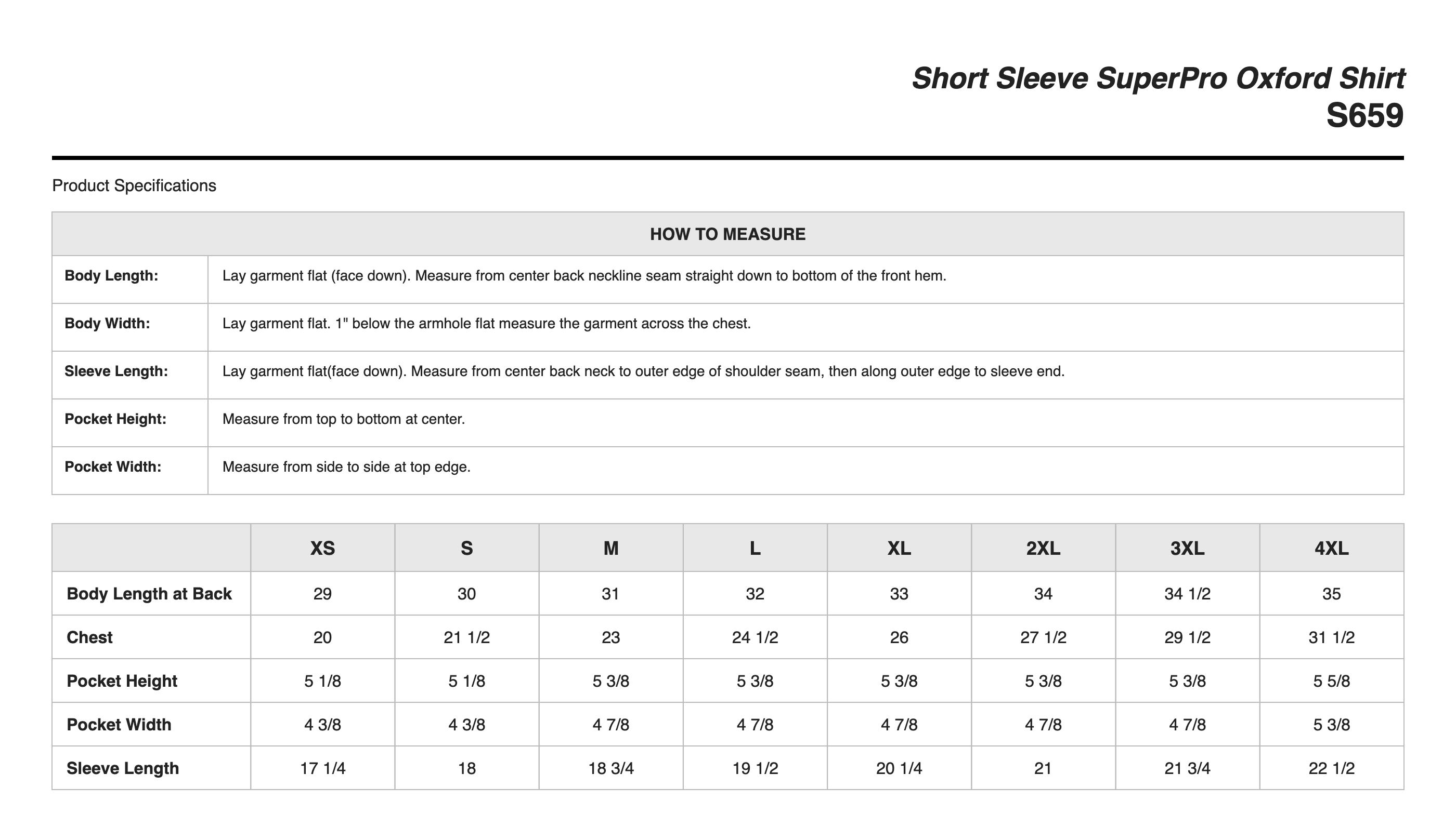 Sizing Chart