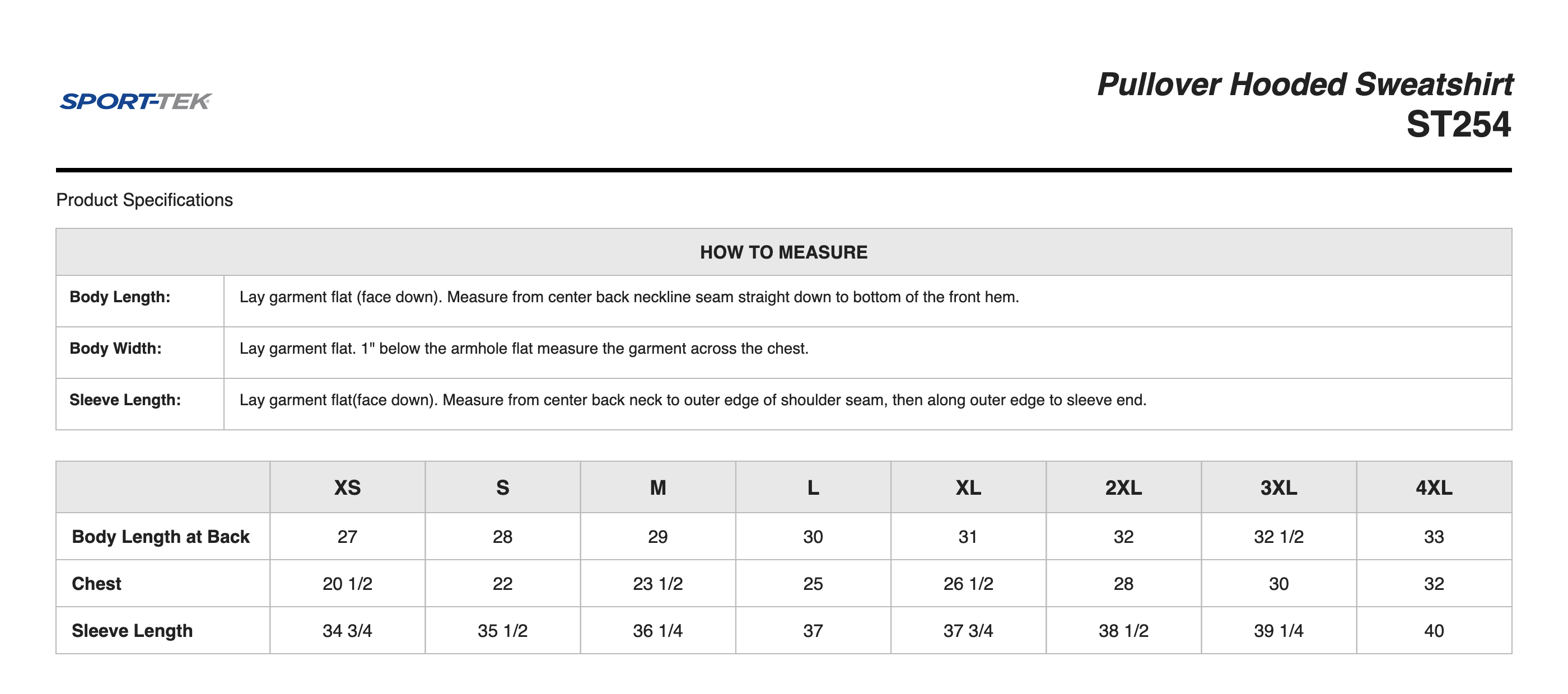 Sizing Chart
