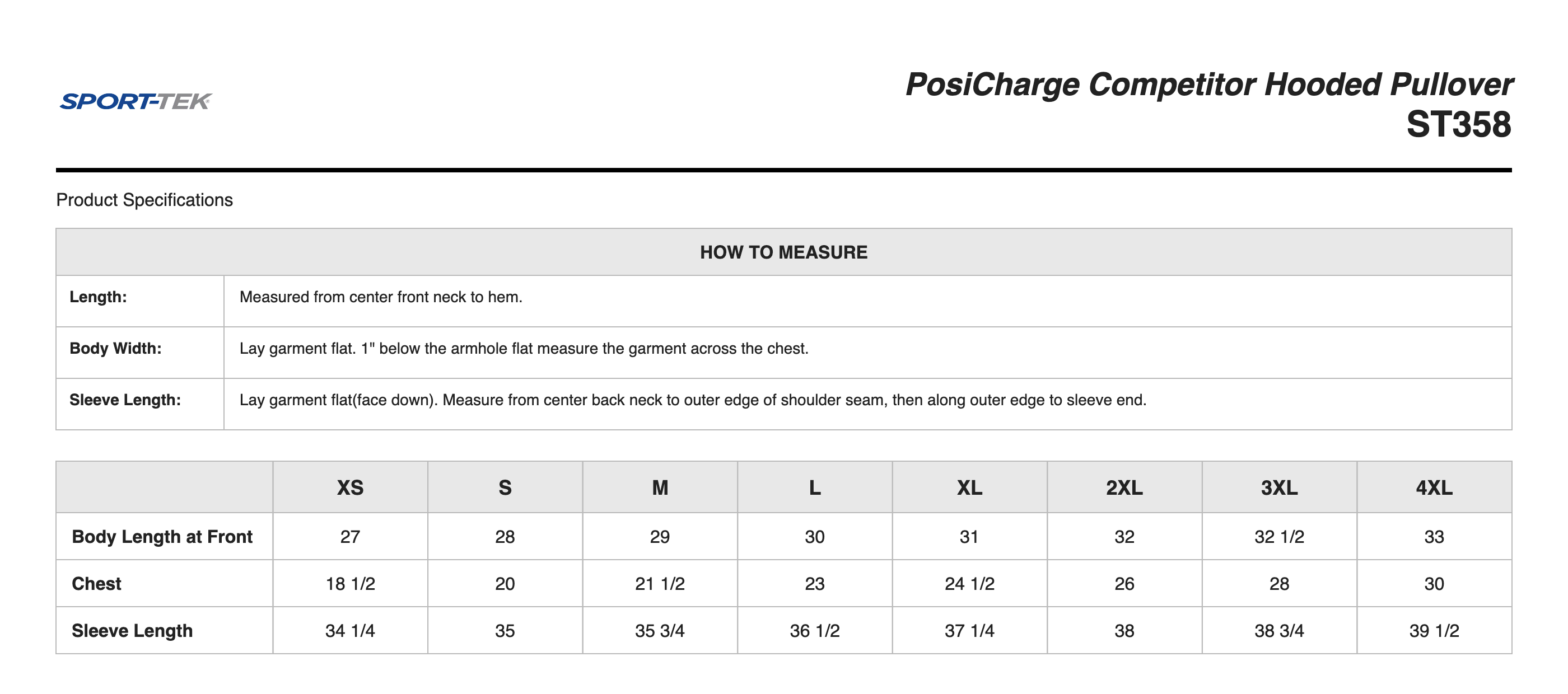 Sizing Chart