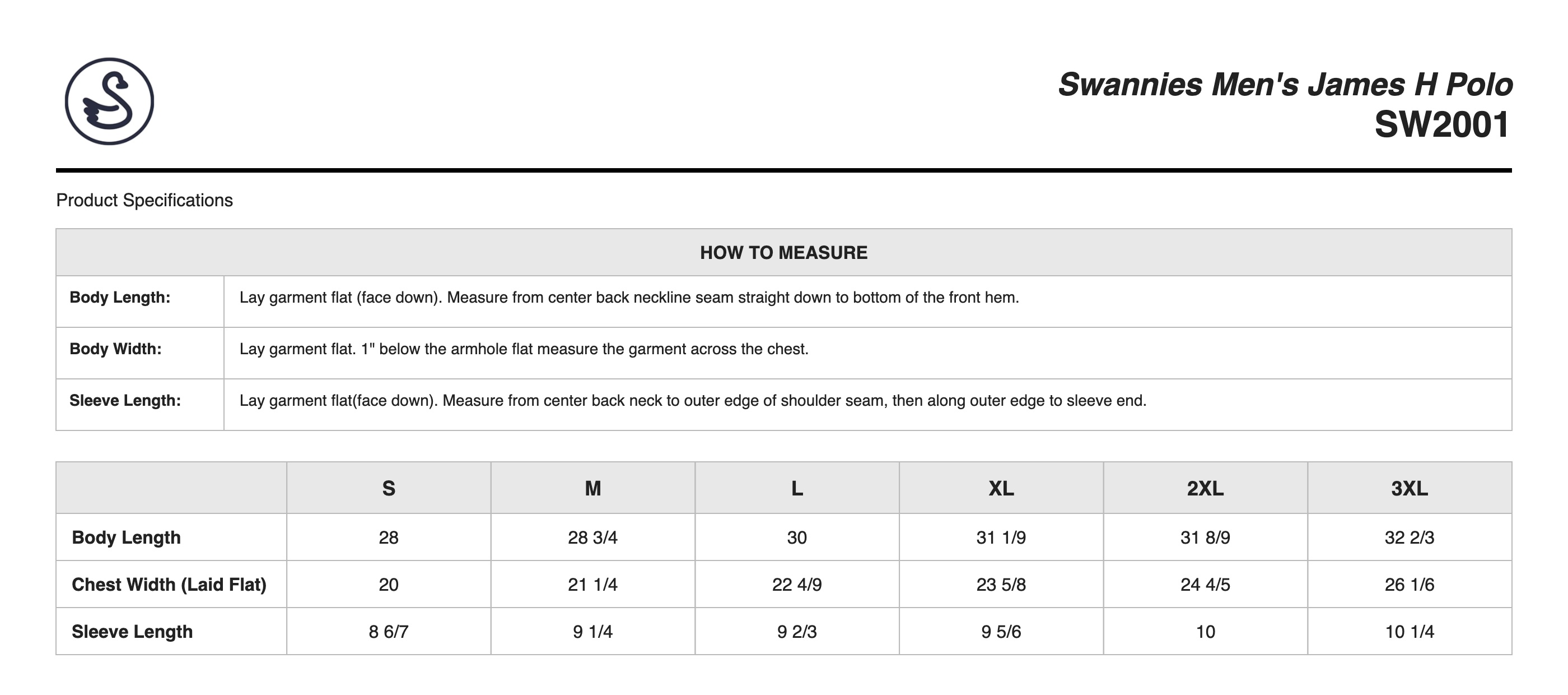 Sizing Chart