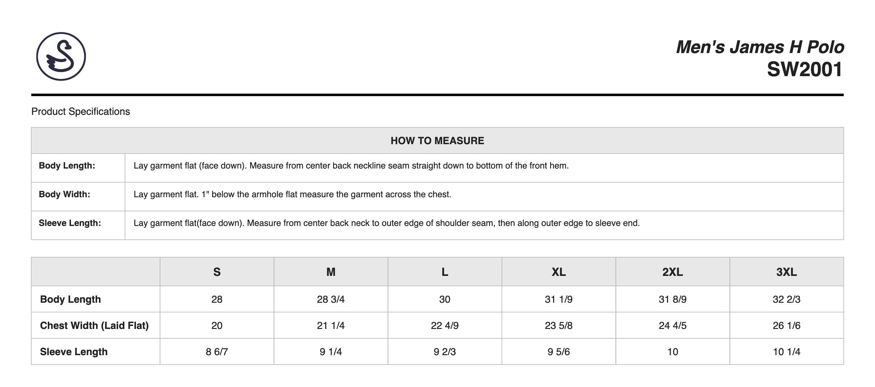 Sizing Chart