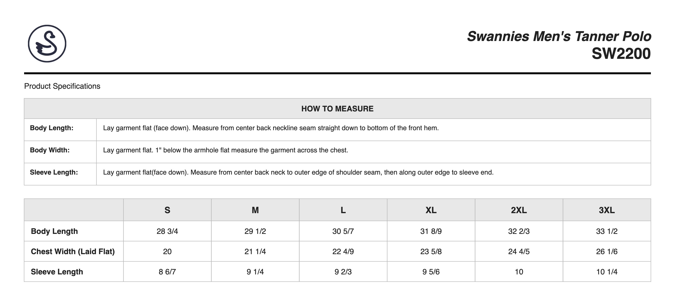 Sizing Chart