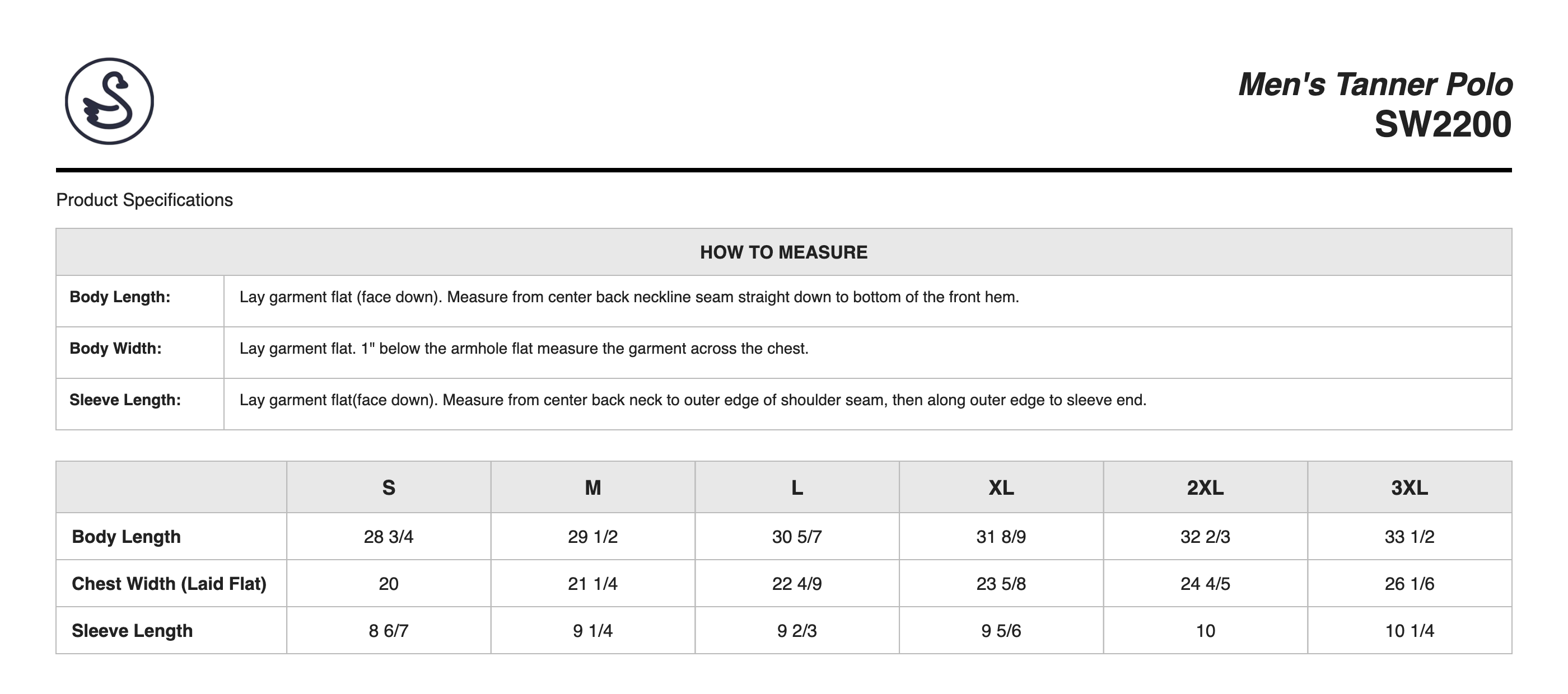 Sizing Chart