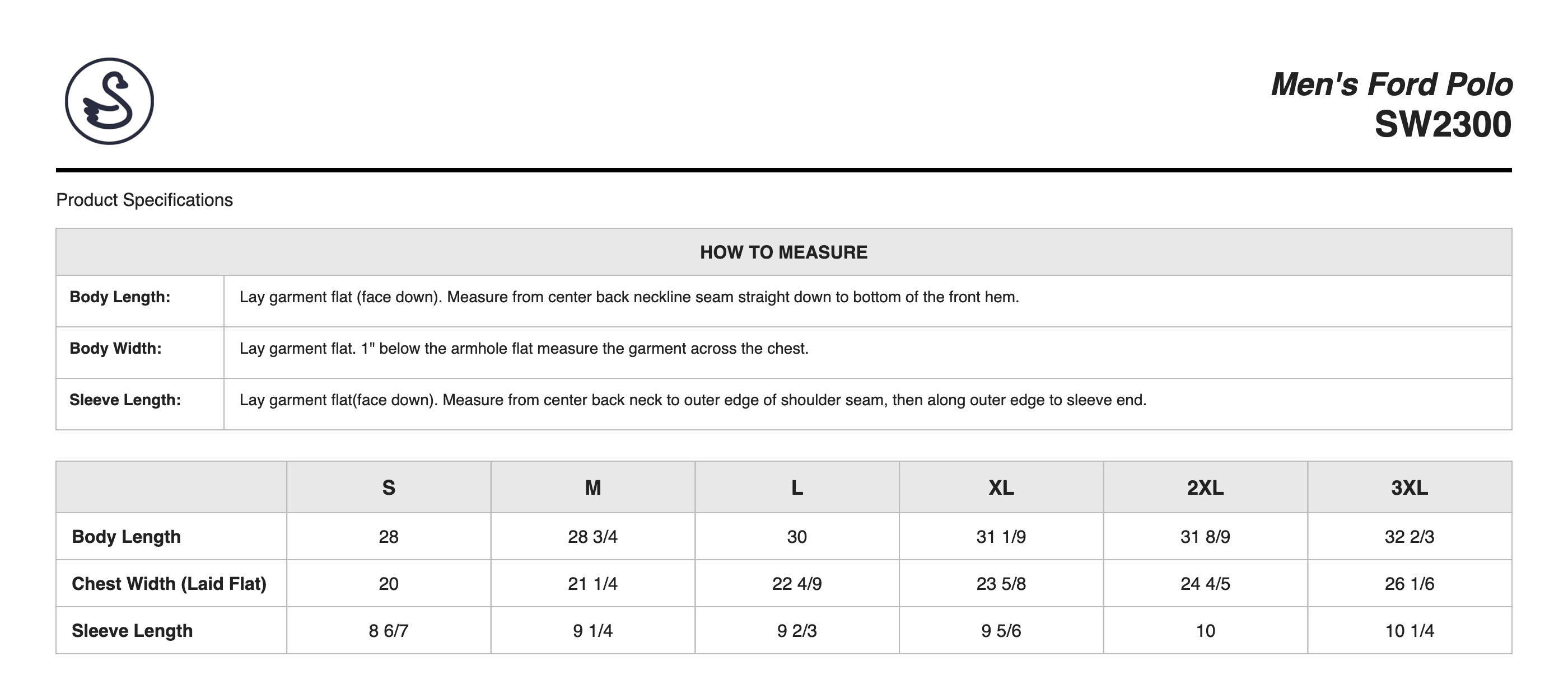 Sizing Chart