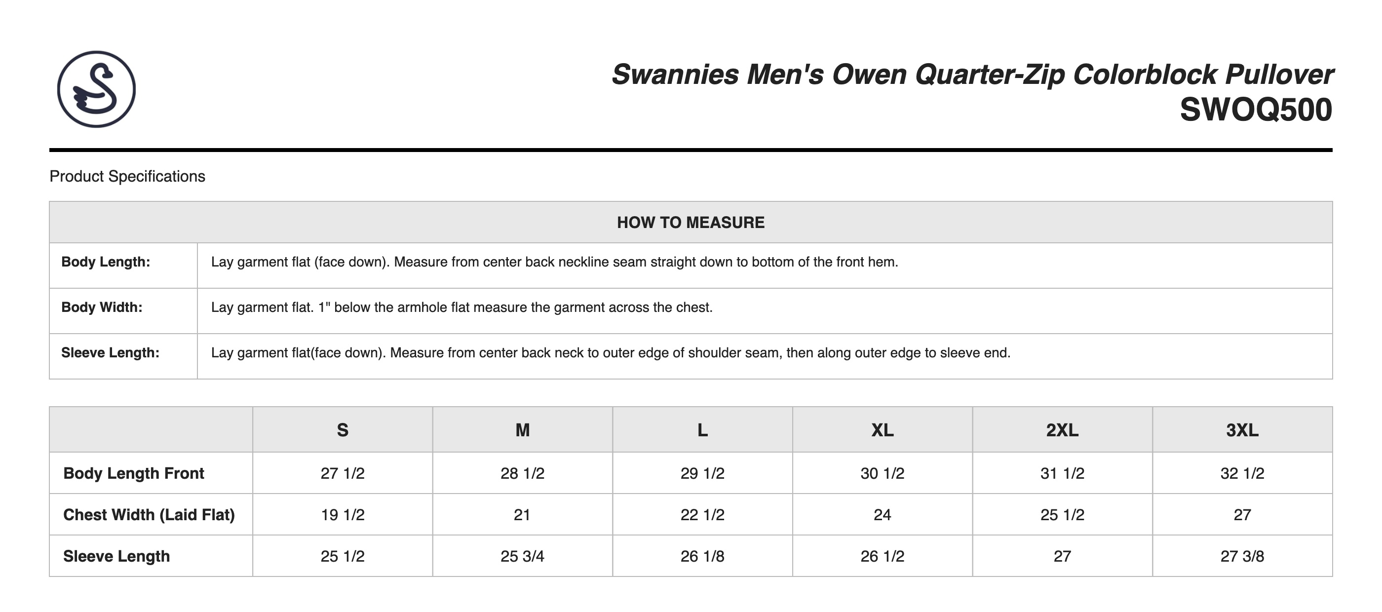 Sizing Chart