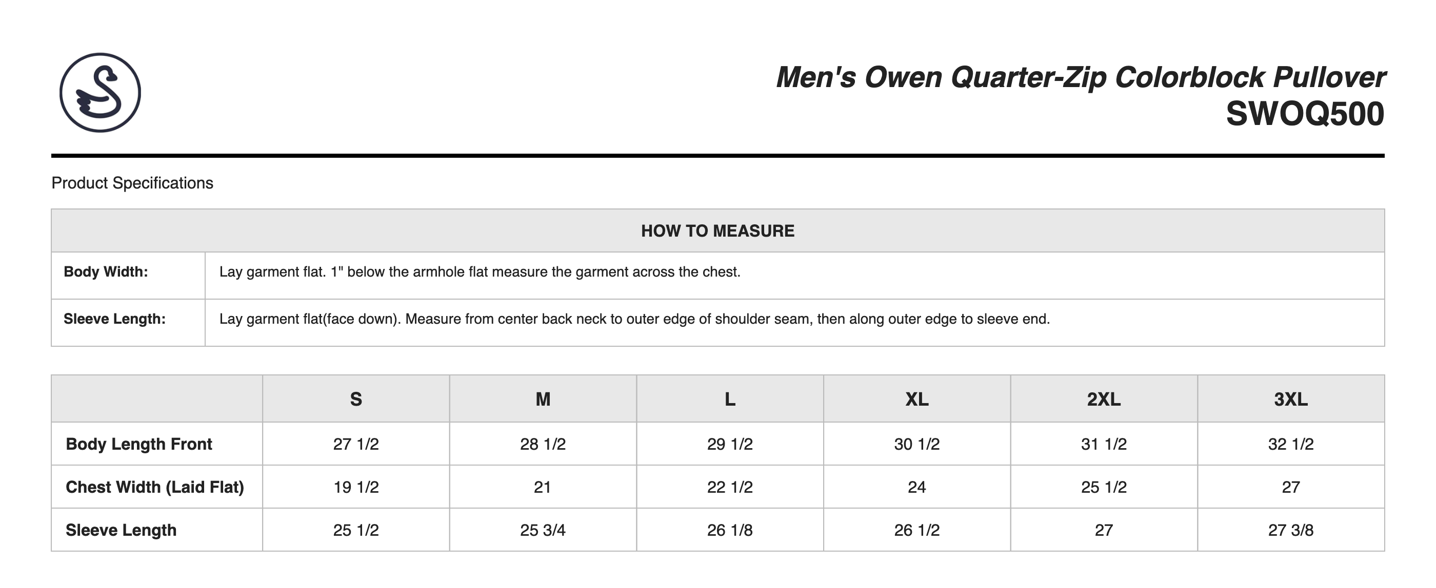 Sizing Chart
