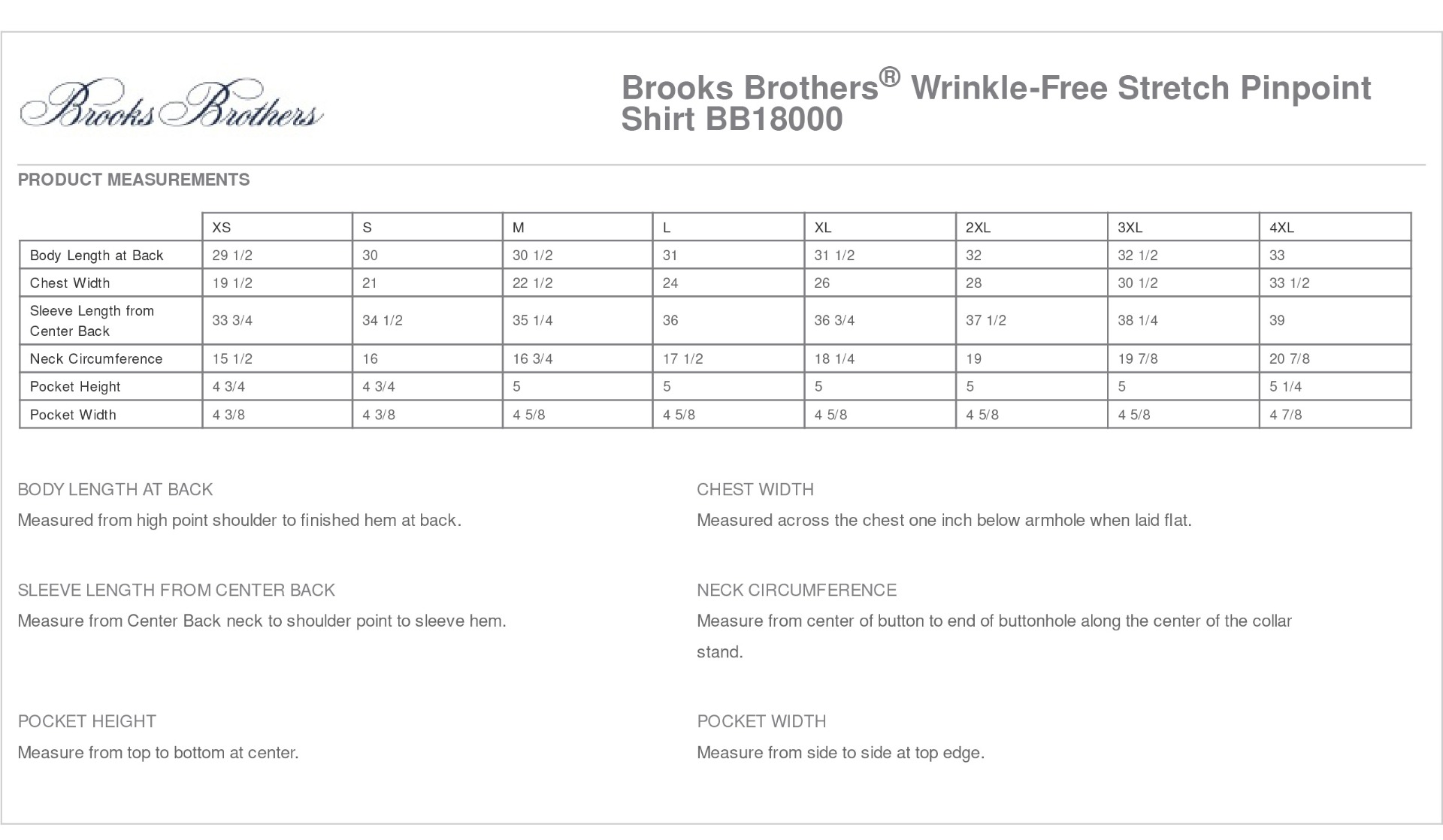 Sizing Chart
