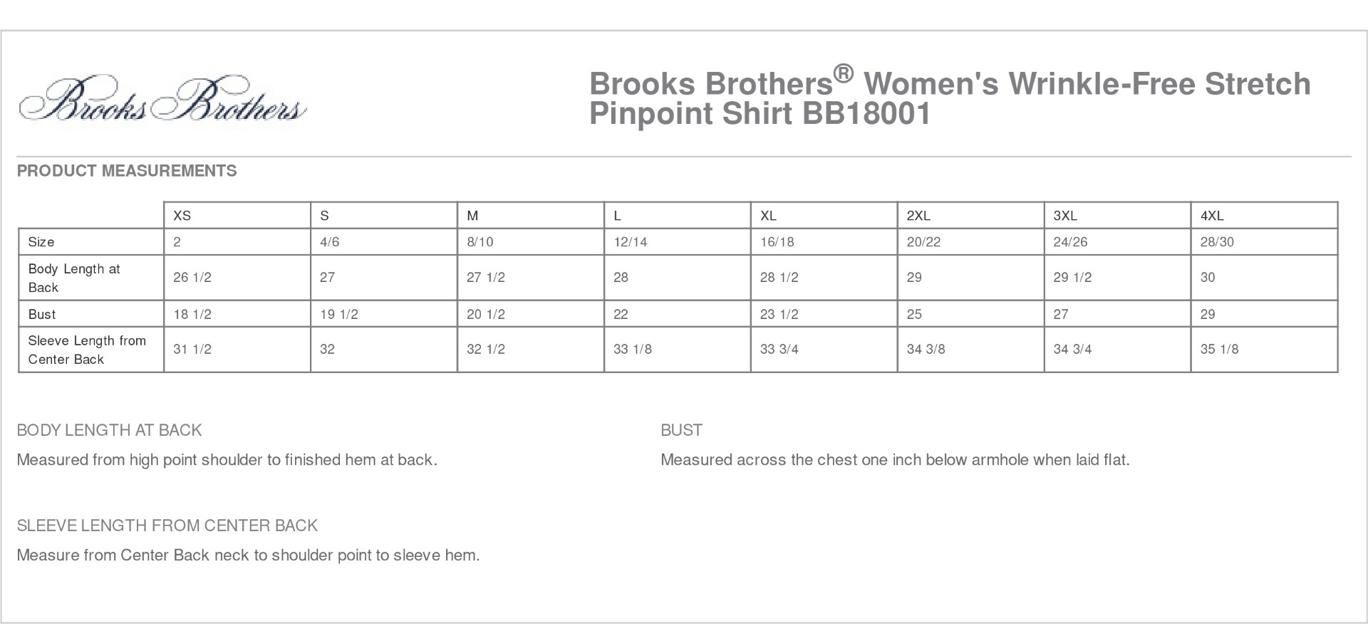 Sizing Chart