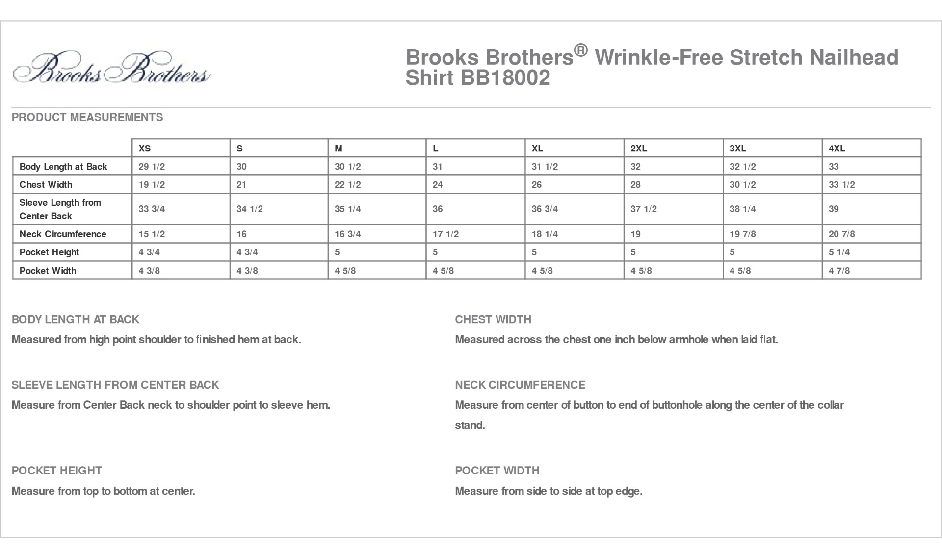 Sizing Chart