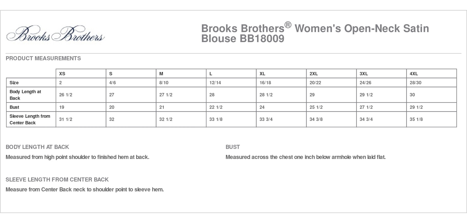 Sizing Chart