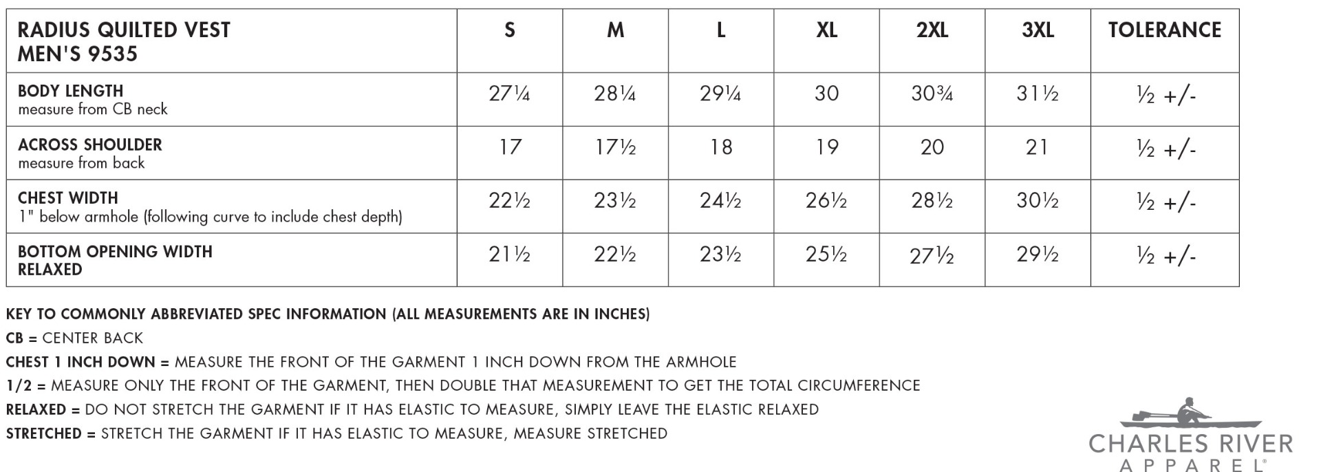Sizing Chart