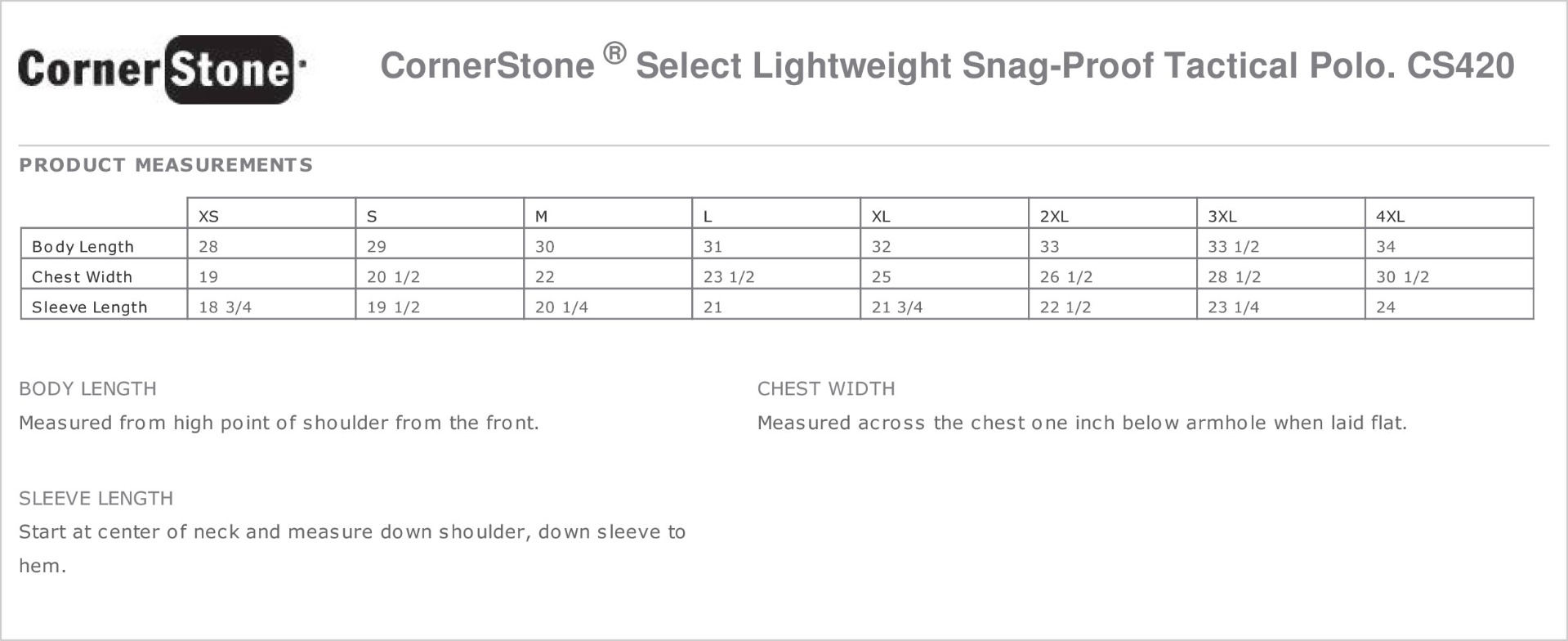 Sizing Chart