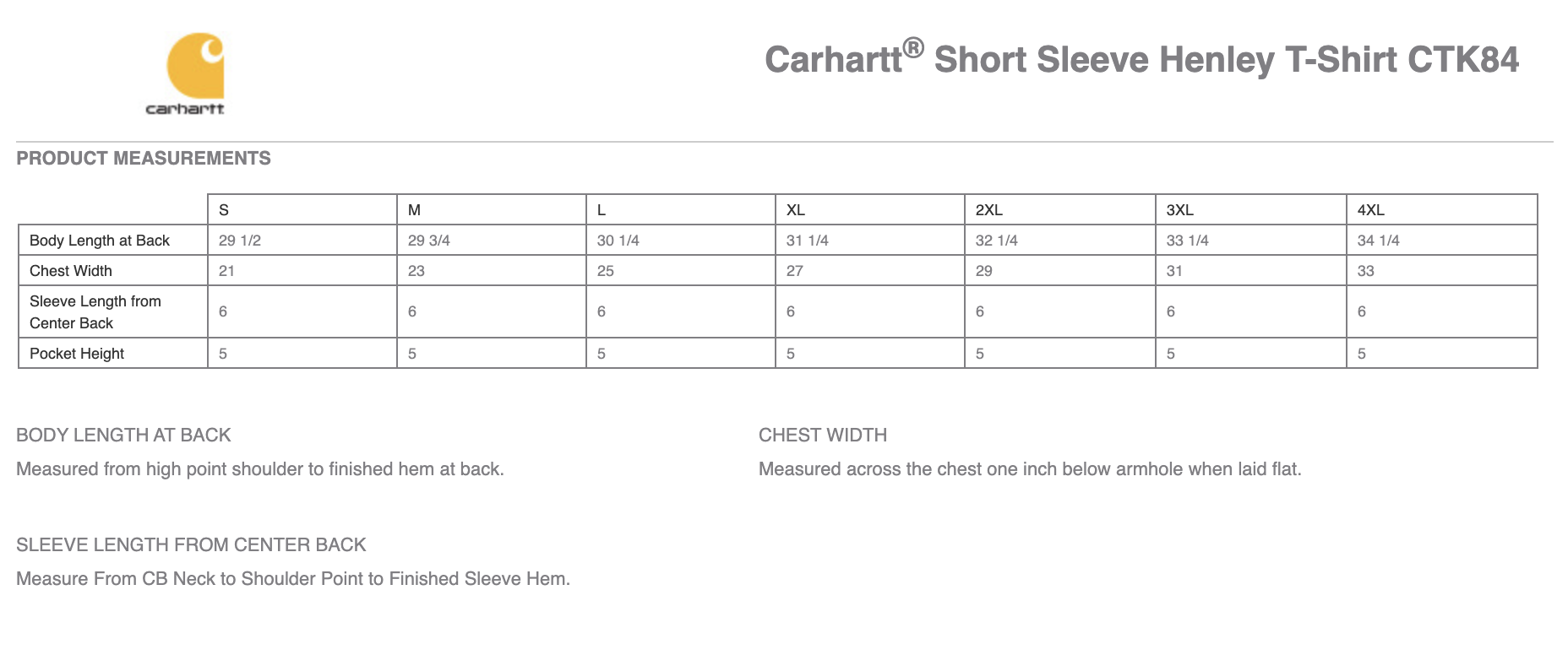 Sizing Chart