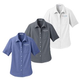 Ladies' Short Sleeve SuperPro&trade; Oxford Shirt. L659