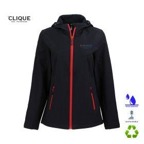 Clique Ladies' Tempo Recycled Stretch Softshell Hooded Jacket. LQO00075