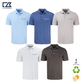 C&B Men's Forge Stripe Stretch Recycled Polo. MCK01346 -DF/LC