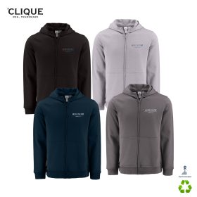 Clique Unisex Drive Recycled Full-Zip Hooded Sweatshirt. MQK00116
