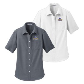 Ladies' Short Sleeve SuperPro&trade; Oxford Shirt. L659