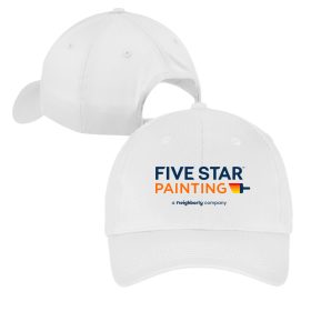 White Six-Panel Twill Cap. CP80