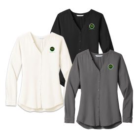Ladies' Long Sleeve Button-Front Blouse. LW700