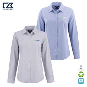C&B Ladies' Skyline Recycled Pinstripe Long Sleeve Dress Shirt. LCW00021