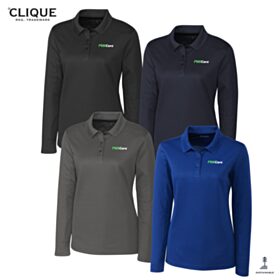 Clique Ladies' Spin Performance Pique Long Sleeve Polo. LQK00066 - DF/LC