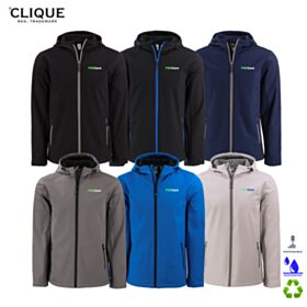 Clique Men's Tempo Stretch Full-Zip Softshell Hooded Jacket. MQO00086