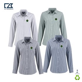 C&B Ladies' Skyline Recycled Gingham Long Sleeve Dress Shirt. LCW00020