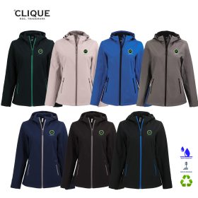 Clique Ladies' Tempo Recycled Stretch Softshell Hooded Jacket. LQO00075