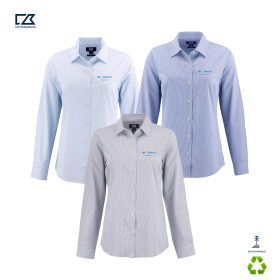 C&B Ladies' Skyline Recycled Pinstripe Long Sleeve Dress Shirt. LCW00021