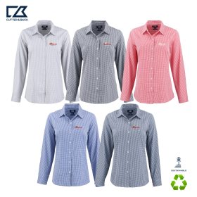 C&B Ladies' Skyline Recycled Gingham Long Sleeve Dress Shirt. LCW00020
