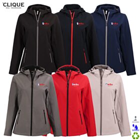 Clique Ladies' Tempo Recycled Stretch Softshell Hooded Jacket. LQO00075
