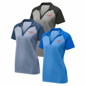 Ladies' RacerMesh &reg; Raglan Heather Block Polo. LST641