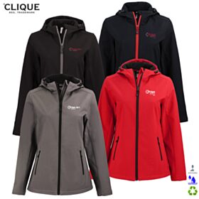 ART-Clique Ladies' Tempo Recycled Stretch Softshell Hooded Jacket. LQO00075