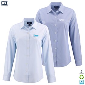 C&B Ladies' Skyline Recycled Pinstripe Long Sleeve Dress Shirt. LCW00021