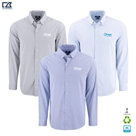 C&B Men's Skyline Recycled Pinstripe Long Sleeve Dress Shirt. MCW00237