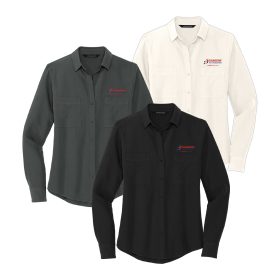 MERCER+METTLE&trade; Ladies' Stretch Crepe Long Sleeve Camp Shirt. MM2013