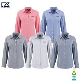 C&B Ladies' Skyline Recycled Gingham Long Sleeve Dress Shirt. LCW00020