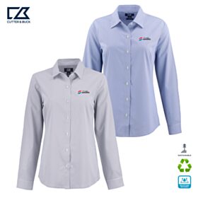 C&B Ladies' Skyline Recycled Pinstripe Long Sleeve Dress Shirt. LCW00021