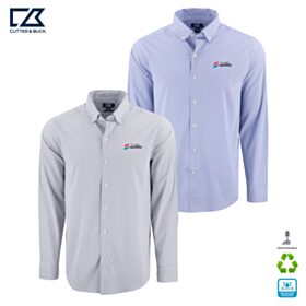 C&B Men's Skyline Recycled Pinstripe Long Sleeve Dress Shirt. MCW00237