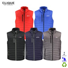 Clique Men's Valhalla Recycled Insulated Puffer Full-Zip Vest. MQO00082