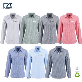 C&B Ladies' Skyline Recycled Gingham Long Sleeve Dress Shirt. LCW00020