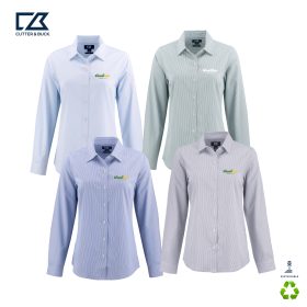 C&B Ladies' Skyline Recycled Pinstripe Long Sleeve Dress Shirt. LCW00021