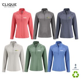 Clique Ladies' Dash Recycled 1/4-Zip Sweatshirt. LQK00093 - DF/LC
