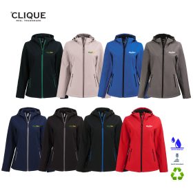 Clique Ladies' Tempo Recycled Stretch Softshell Hooded Jacket. LQO00075