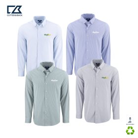 C&B Men's Skyline Recycled Pinstripe Long Sleeve Dress Shirt. MCW00237